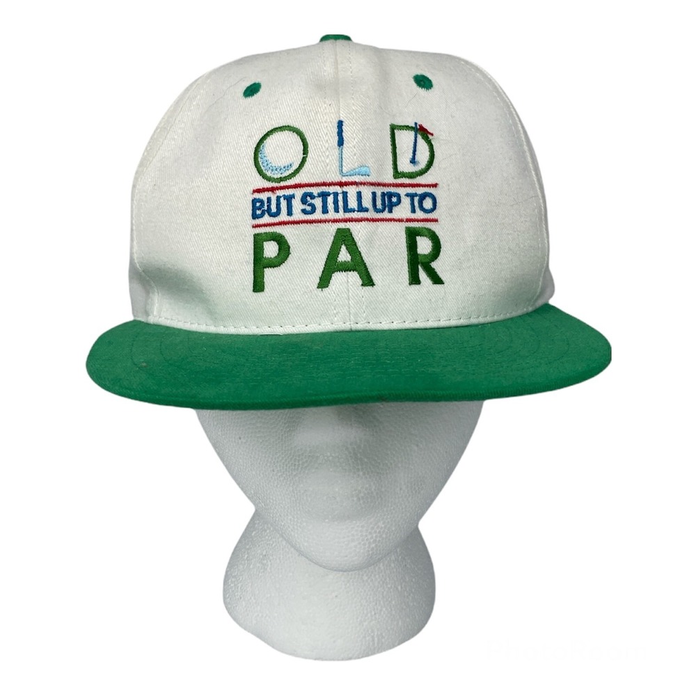 Shoebox Golf Hat Mens White Green Old But Still Up To Par Snapback Vintage NWT